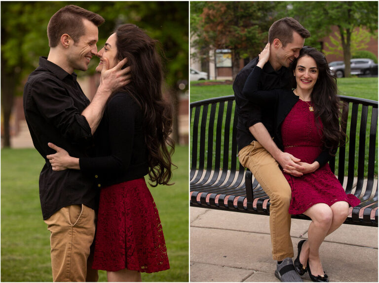 Yessra & Justin, Oshkosh Wisconsin, Couples Portrait Session, couple on bench