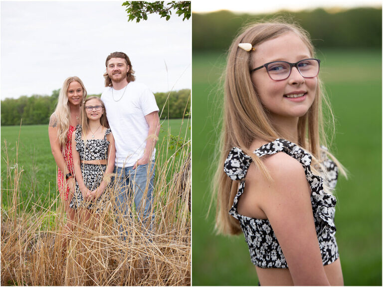 Taylor & eden & Riley, mom & me, in field, flower red dress, family photoshoot, wisconsin, family portrait, Jenna Lynn Photography