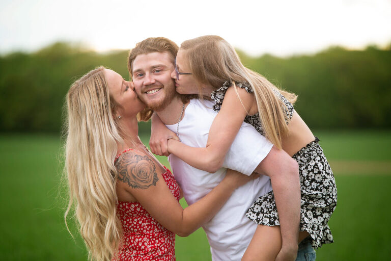 Taylor & eden & Riley, mom & me, in field, flower red dress, family photoshoot, wisconsin, family portrait, Jenna Lynn Photography